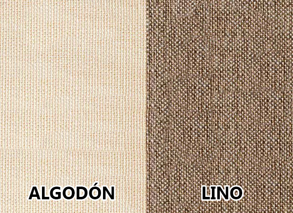 comparación textura y color de algodón y lino sin imprimación
